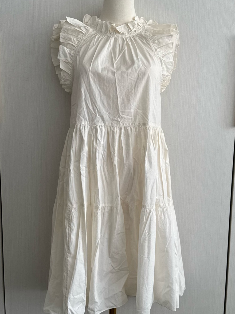 Ulla Johnson Cream Ruffle Tiered Midi Dress